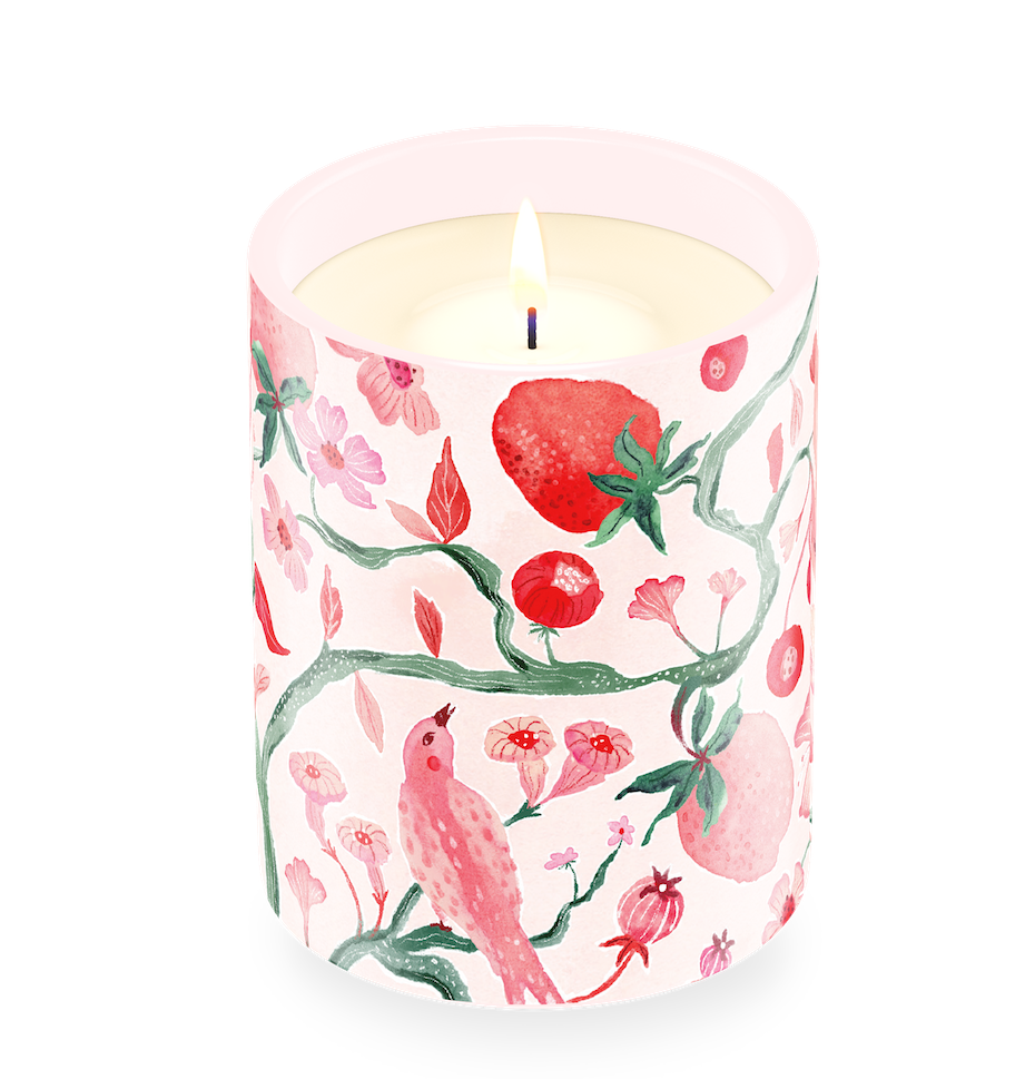 Strawberry Field Ceramic Candle by Jill Labieniec