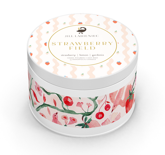 Strawberry Field Travel Candle by Jill Labieniec