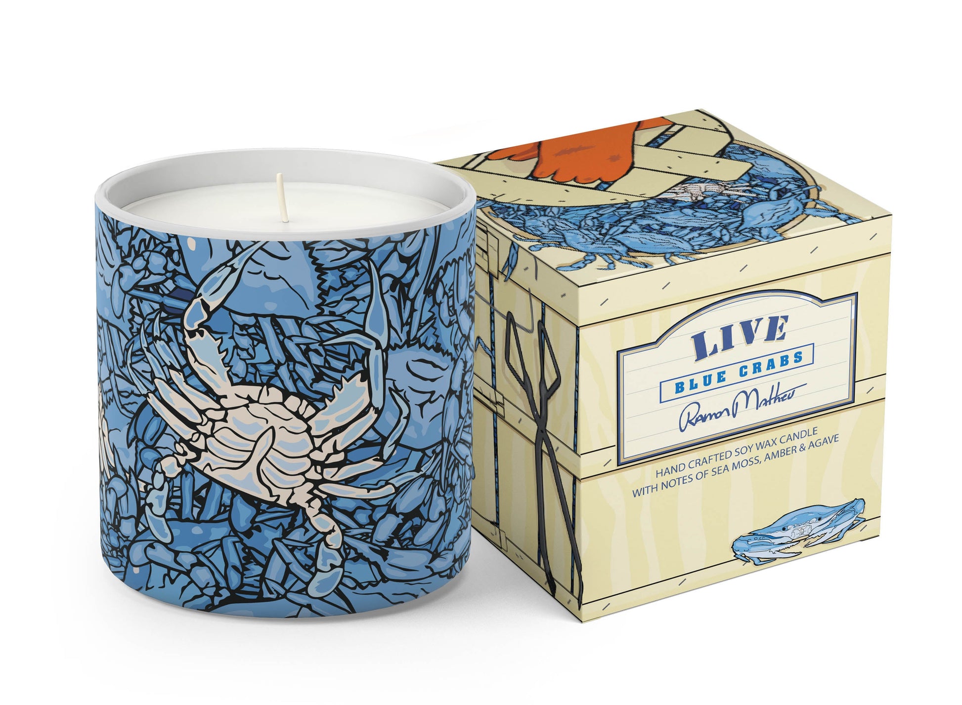 Live - Blue Crabs Design Boxed Candle