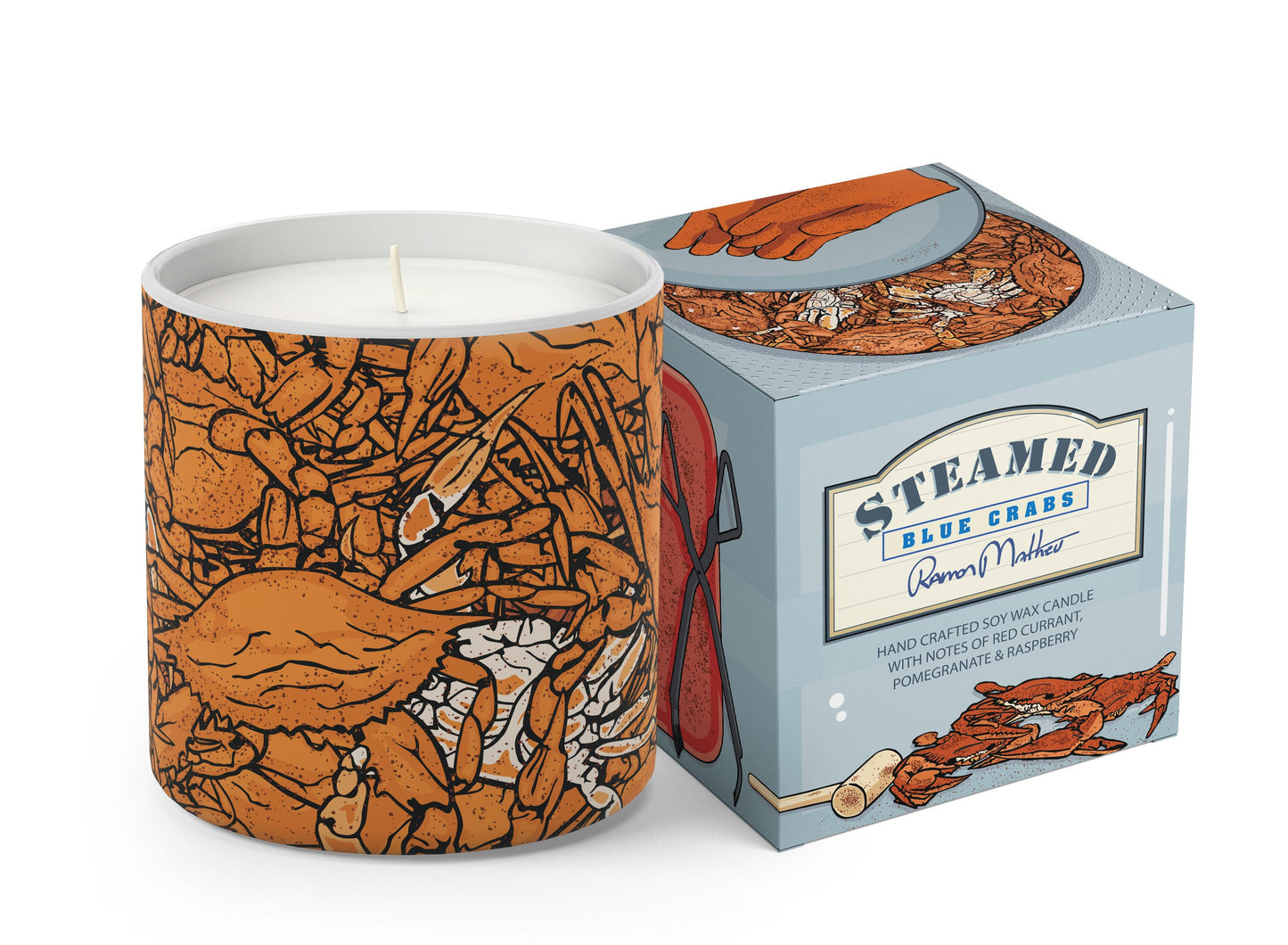 Steamed - Blue Crabs Design Boxed Candle